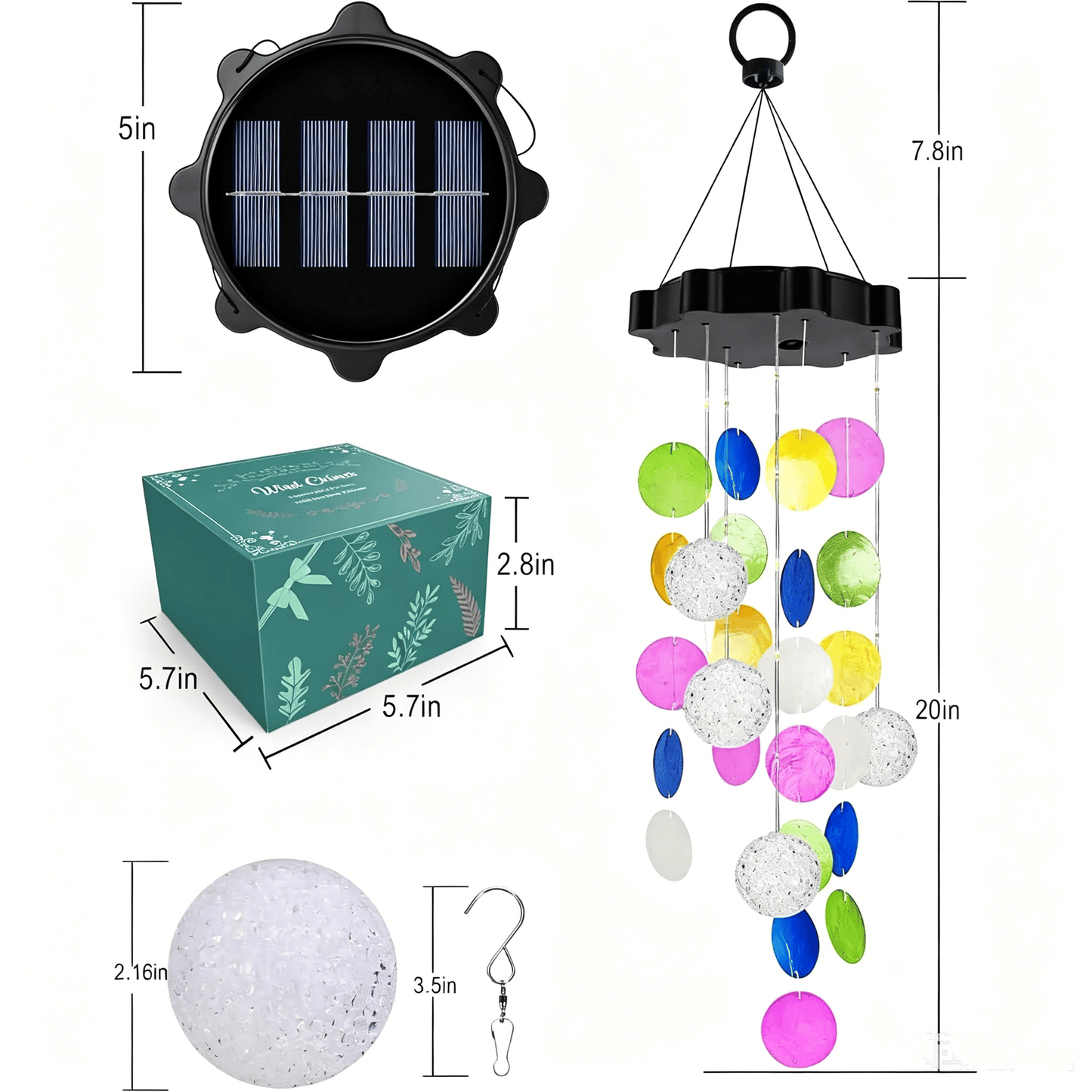✨Summer Garden Decor✨Colorful Solar Outdoor Shell Wind Chime Hanging Light!