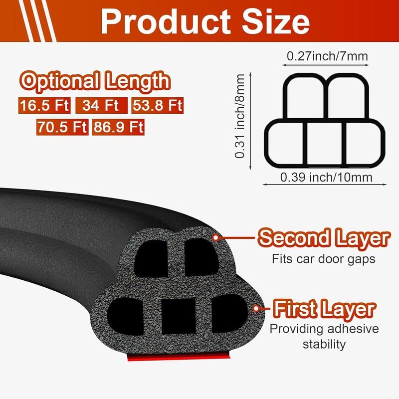 🔥Car Door Seal Strip Universal Self Adhesive