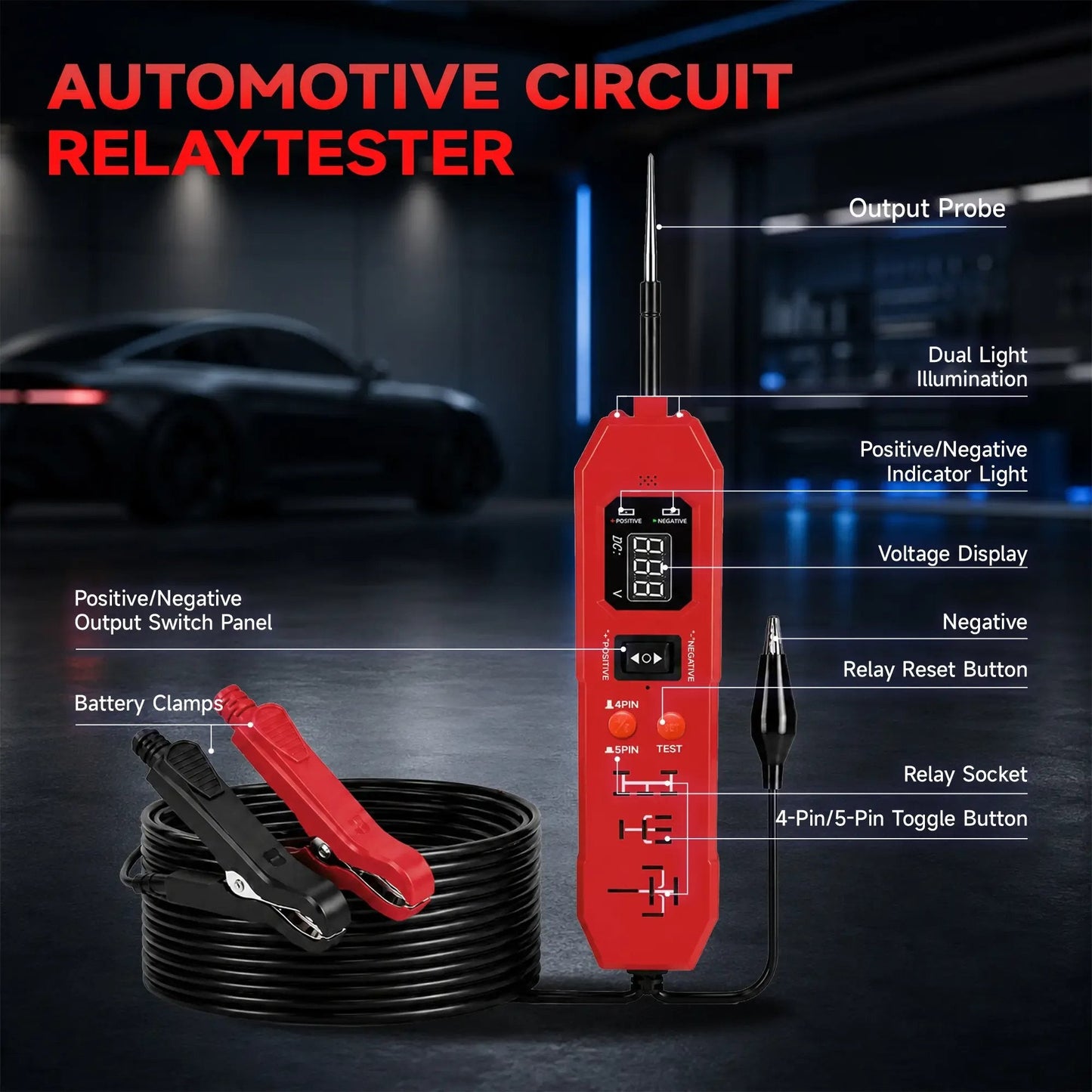 🔧Automotive Circuit & Relay Tester,12V/24V Vehicle Electrical Diagnostic Probe for Auto Repair