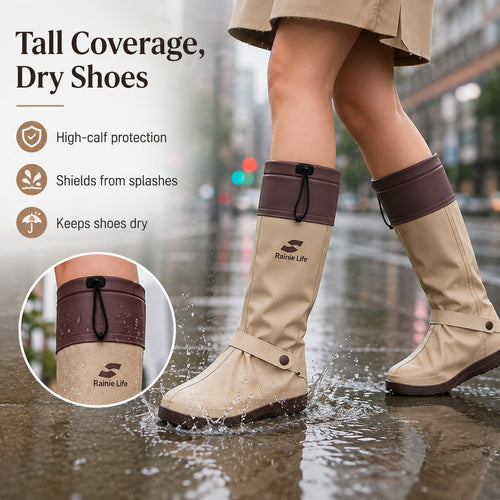 🔥🎁High‑Tube Foldable Waterproof Shoe Covers   Non‑Slip Dual‑Lock Rain Foot Protection for Daily Outdoor Commuting & Wet‑Weather Travel