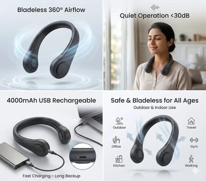 NeckFanTM – Wearable Neck Fan | Soft Airflow | Outdoor & Travel Cooling