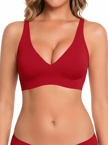 Wireless Seamless Deep-V Push-Up Bra