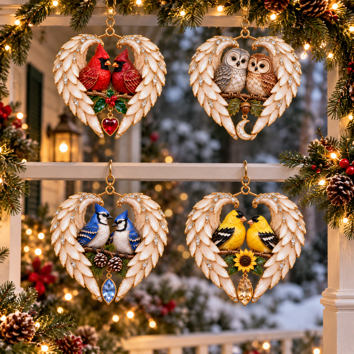 ❤️ 2026 Angel Wing Heart Bird Ornaments | 8 Keepsake Designs