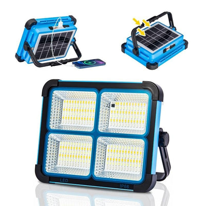 🔦Solar Rechargeable LED Work Light: 288 LED Bright Floodlight, USB-C Charging, 11000mAh, Magnetic Waterproof for Camping Emergency