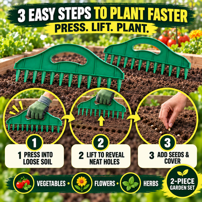 🌱 Garden Seed Spacing Tool – Multi-Row Soil Dibbler & Furrow Maker