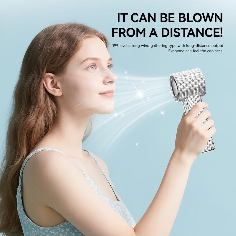 Full Diamond Luxury Craftsmanship Portable Handheld Turbo Fan