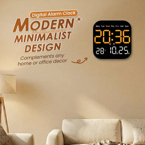 49% OFF ⏰ Modern Multifunctional Digital Clock ✅ Remote Control Adjustable Brightness | Wall Mount/Desk Stand Clock with Date & Temperature