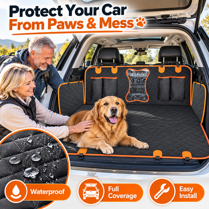 📢📢 50% OFF🐾 Waterproof Dog Car Back Seat Cover – Waterproof, Anti-slip, Convertible 🐶