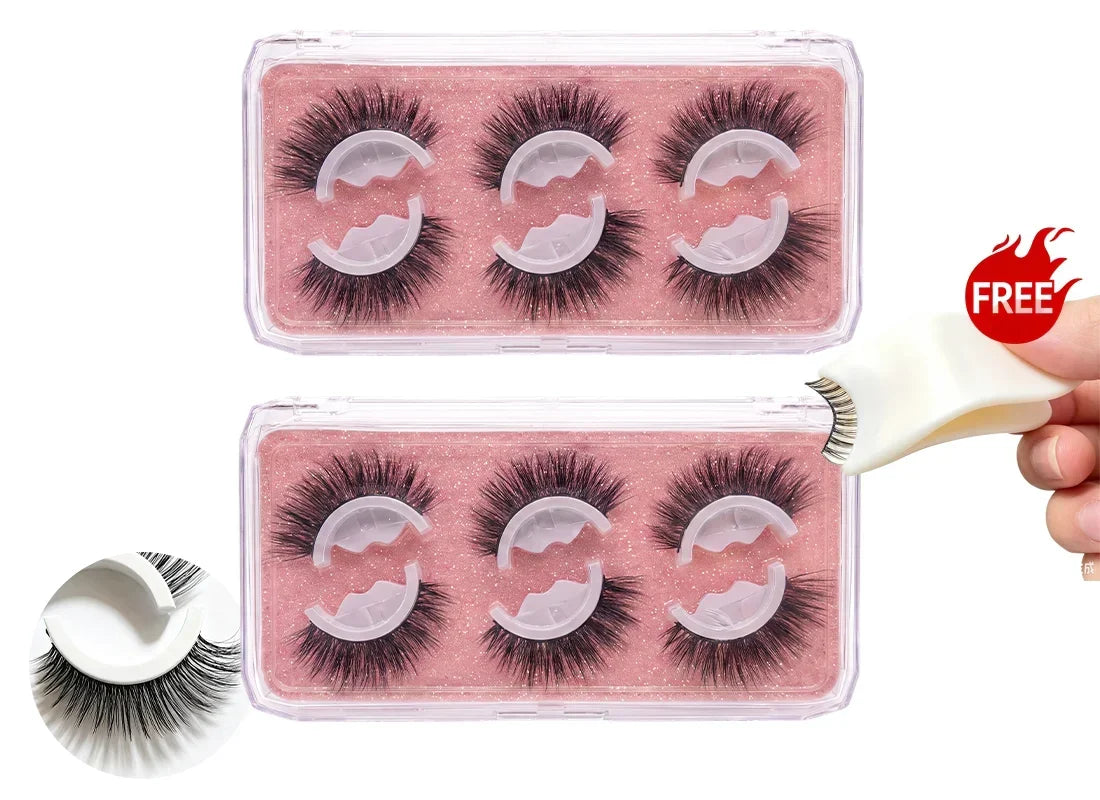 🎉2026 Sale Over 38K+ Sold!👁️Reusable Self-Adhesive False Eyelashes｜Glue-Free Natural Curly Press-On Lashes✨