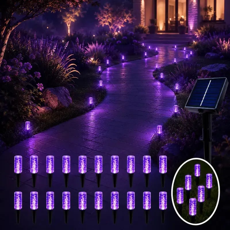 2026 Hot Sale💙 20-Pack Blue Bubble Solar Garden Stake Lights