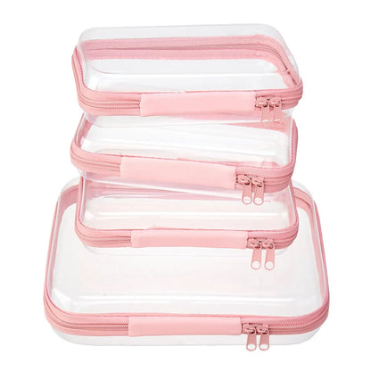 🌟Clear Organizer Storage Box 🌟4PCS Clear Hard Zipper Case PVC Plastic Clear Storage Containers