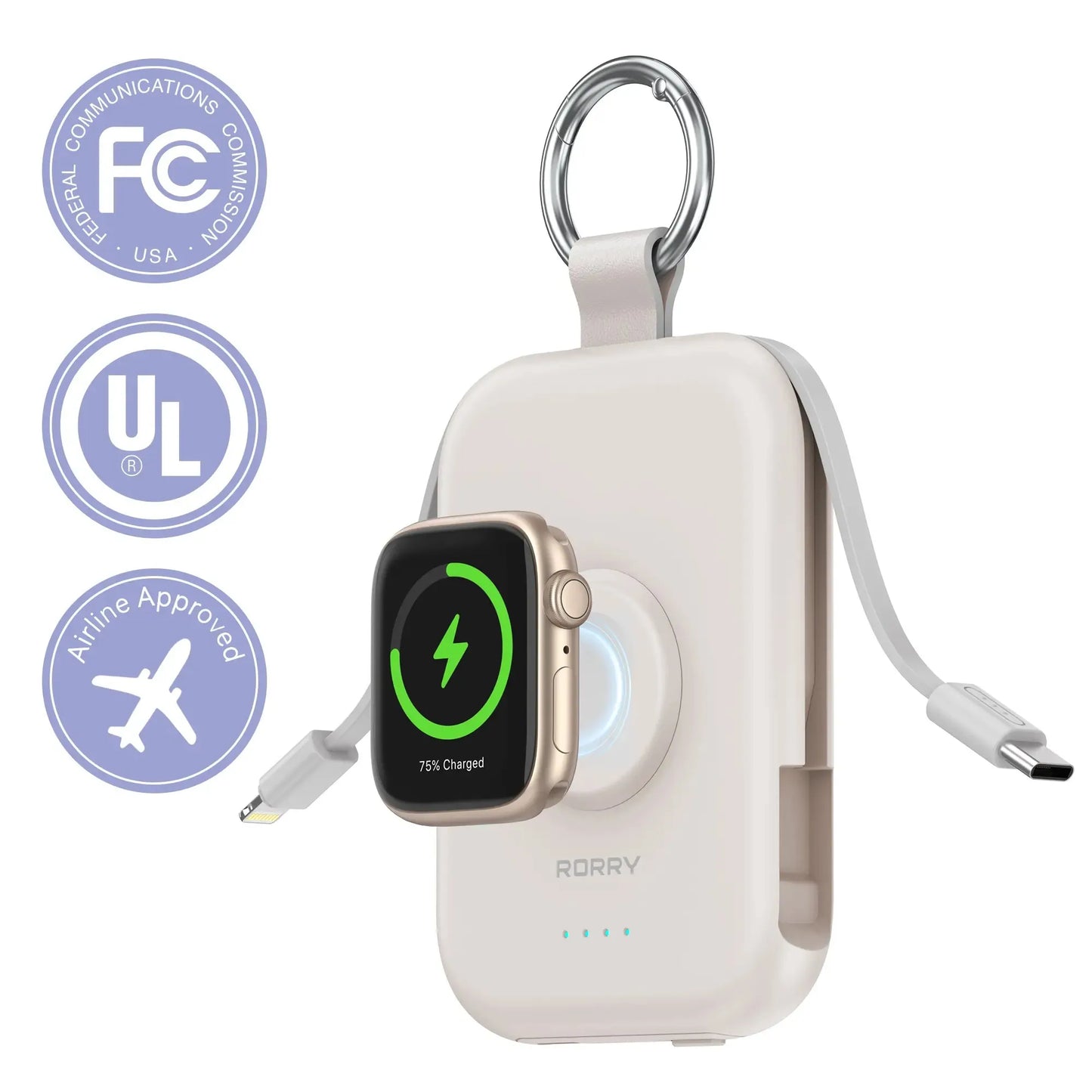 🔥5000mAh Portable Charger Power Bank with Built-in Cables Travel Keychain Battery Pack