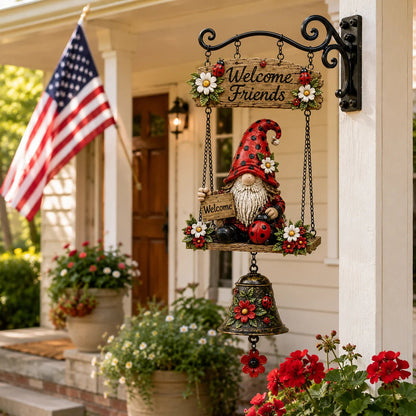 🐞🌼Rustic Garden Gnome Bell Outdoor Decor