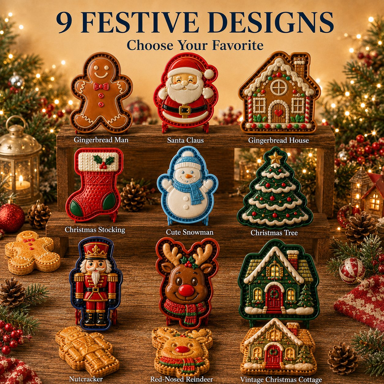 ⏳ 49% OFF – 🎄 9-Piece Mini Christmas Cake Mold Set | Reusable, embossed molds for creating detailed Santa, snowman, reindeer, Christmas tree, and holiday cakes 🥧✨