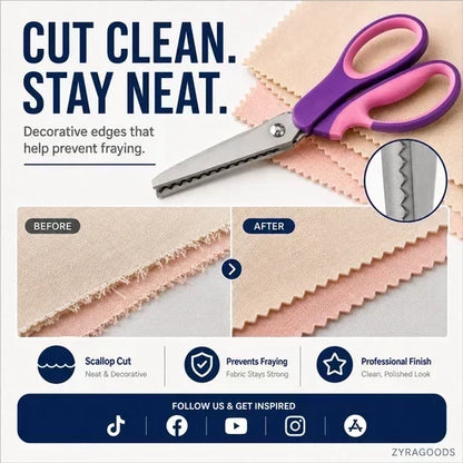 ✂️ 2026 Sale — Over 23,100 Sold! 🧵 Multipurpose Pinking Shears Serrated Scissors – Zigzag Fabric Cutting, Ergonomic Handle & Rust-Resistant Steel ⚡