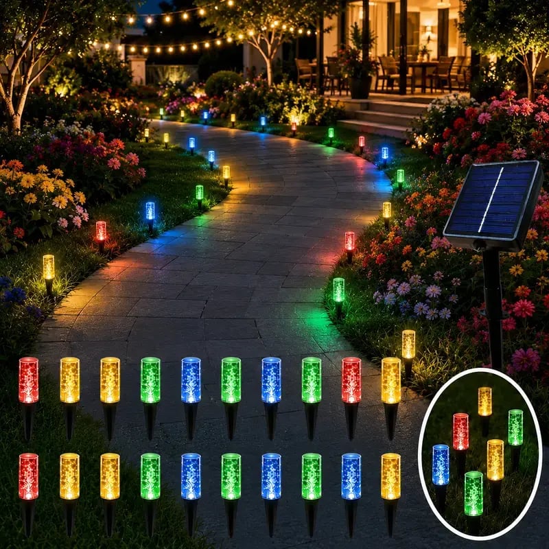 2026 Hot Sale💙 20-Pack Blue Bubble Solar Garden Stake Lights