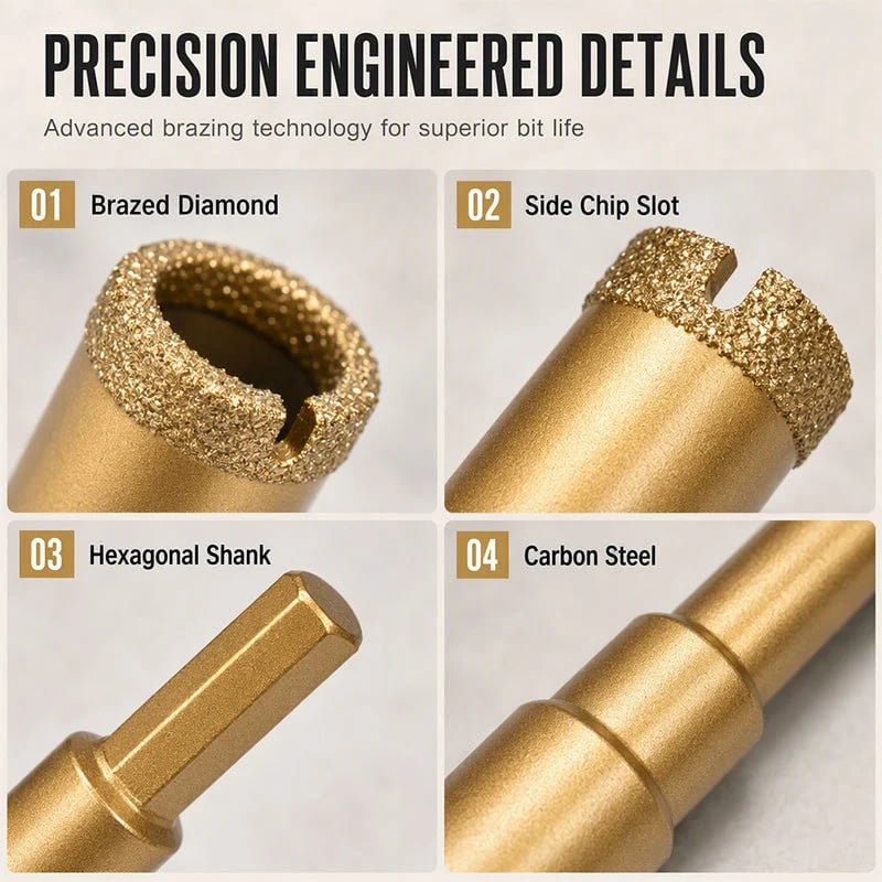 ⏰12-Piece Dry Diamond Tile Hole Saw Kit (6-35mm)