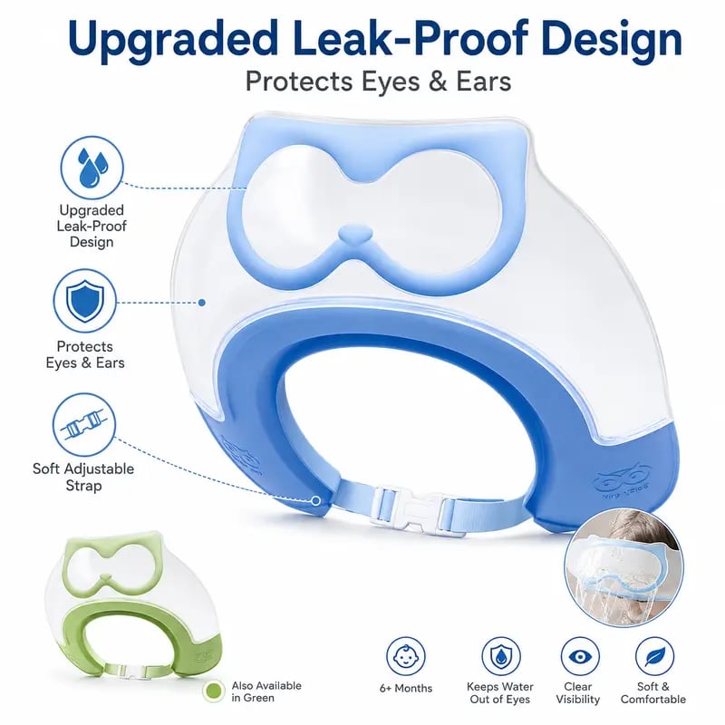 ✨ 2026 Upgrade Transparent Baby Shower Cap | Adjustable Eye & Ear Protection Bath Visor