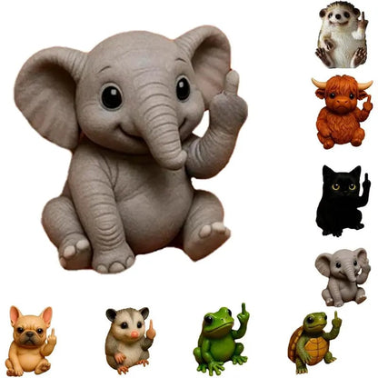 Funny Middle Finger Animal Statue 🖕 – Mini Resin Desk Decor, Cute Animal Figurine for Office, Car, Shelf & Home, Humorous Gag Gift 🎁