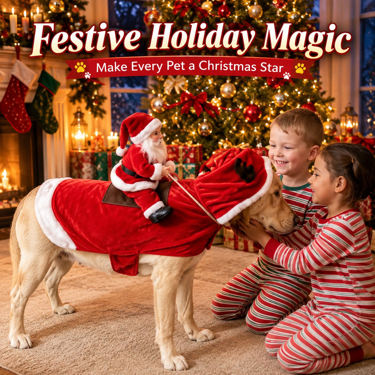 Santa Rider Pet Christmas Costume