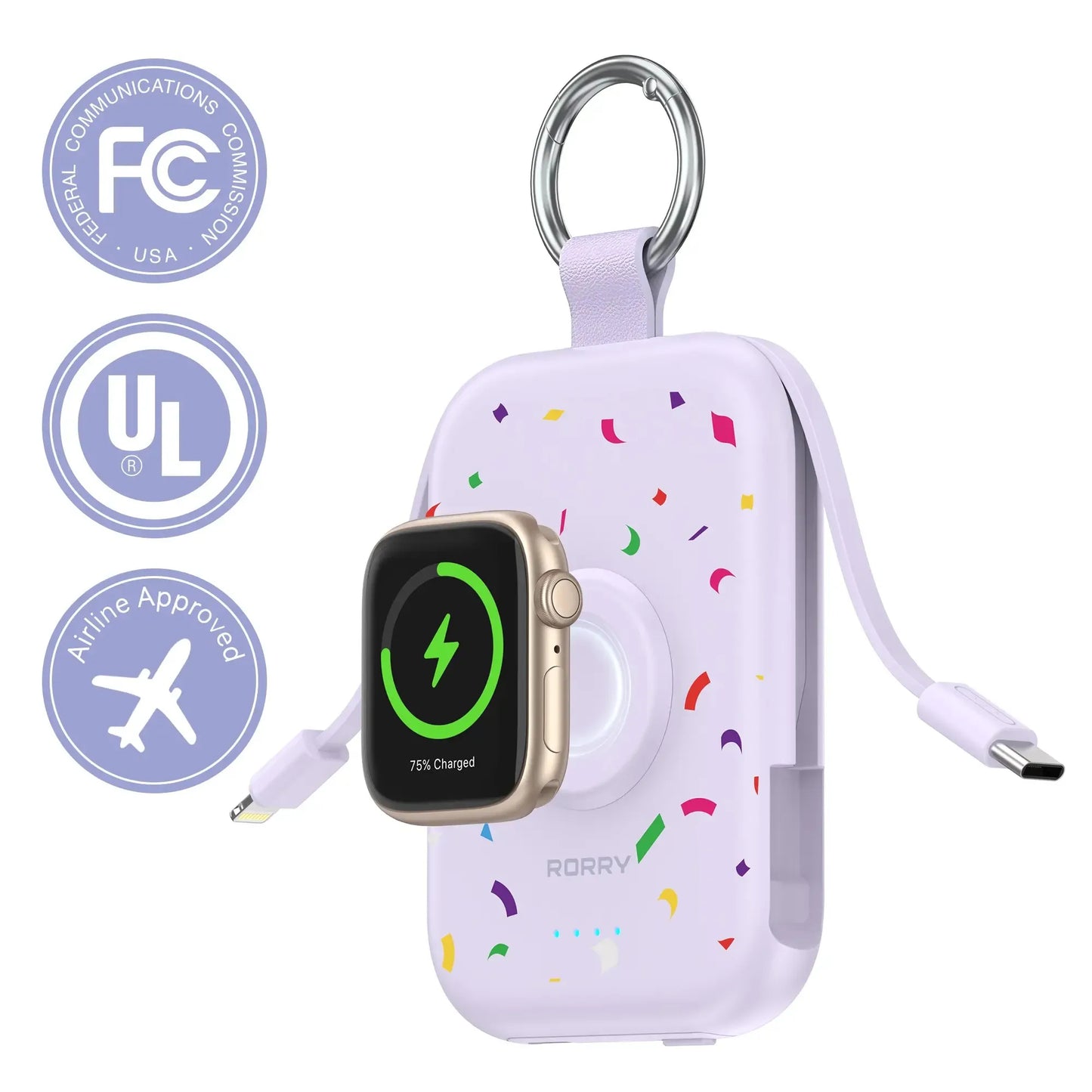 🔥5000mAh Portable Charger Power Bank with Built-in Cables Travel Keychain Battery Pack