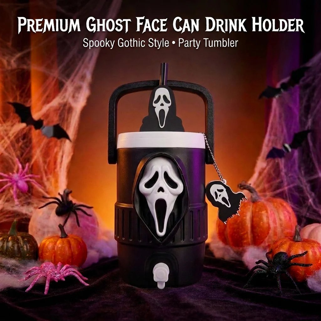 🎃3D Scream Ghost Face Portable Handle Tumbler – Gothic Horror Aesthetic Cup Full Listing