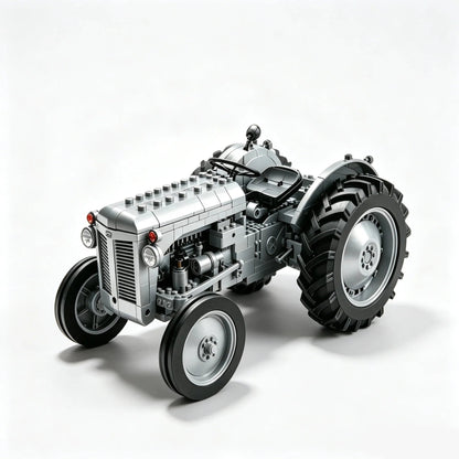 🎉Classic Farm Tractor Building Block Set – 1948 Grey Field Edition