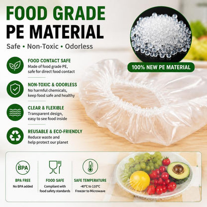 100PCS Disposable Stretch Food Covers for Bowls & Plates, Elastic Bowl Covers
