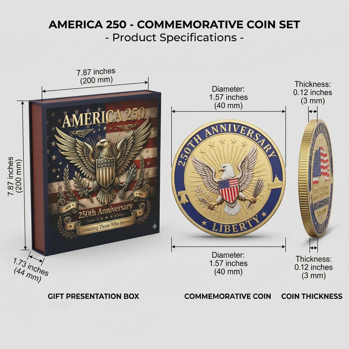 🎁🎉Only $27.5 This Week🌟🎉9-Coin 250th Anniversary Commemorative Coin Set