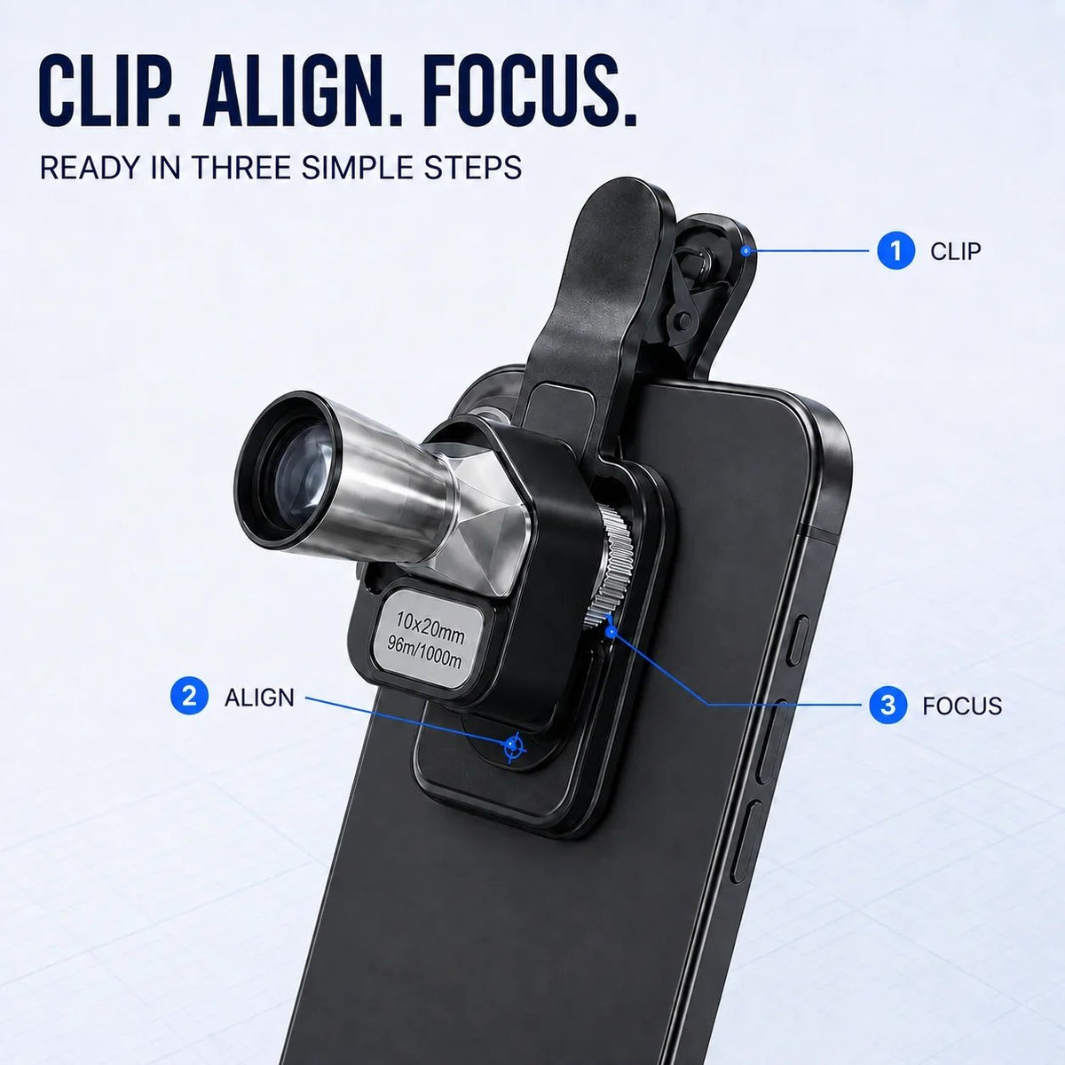 ⏰Limited Stock 49% OFF🔭 10×20 Mini Monocular Phone Telescope – Pocket Long-Distance Viewer with Adjustable Smartphone Clip