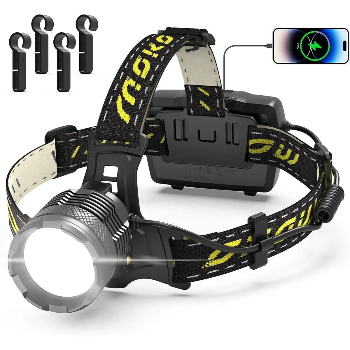 24-Hour Flash Deal⏰15000 lumen rechargeable headlamp-5H long battery life detachable