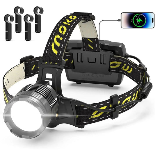 24-Hour Flash Deal⏰15000 lumen rechargeable headlamp-5H long battery life detachable