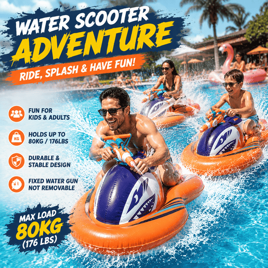 🌊 2-in-1 Shark Inflatable Jet Water Ski🚤 Built-in Water Gun