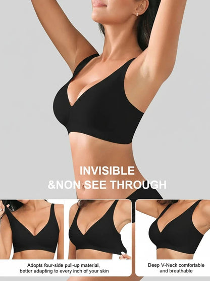 Wireless Seamless Deep-V Push-Up Bra