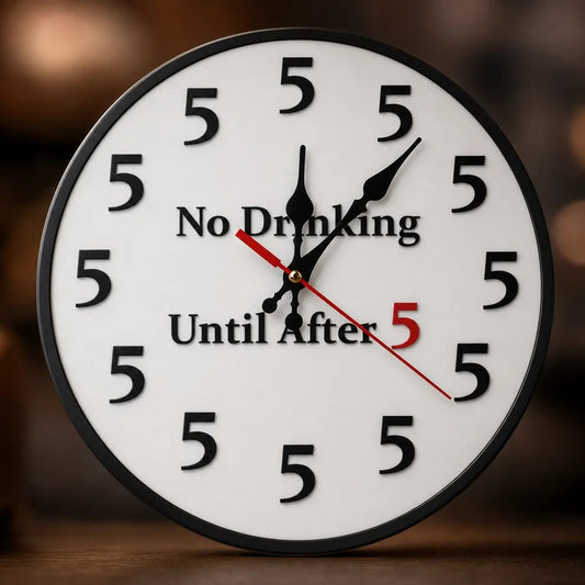 🔥Limited-Time 49% OFF 🔥Funny "No Drinking Until After 5" Round Wall Clock