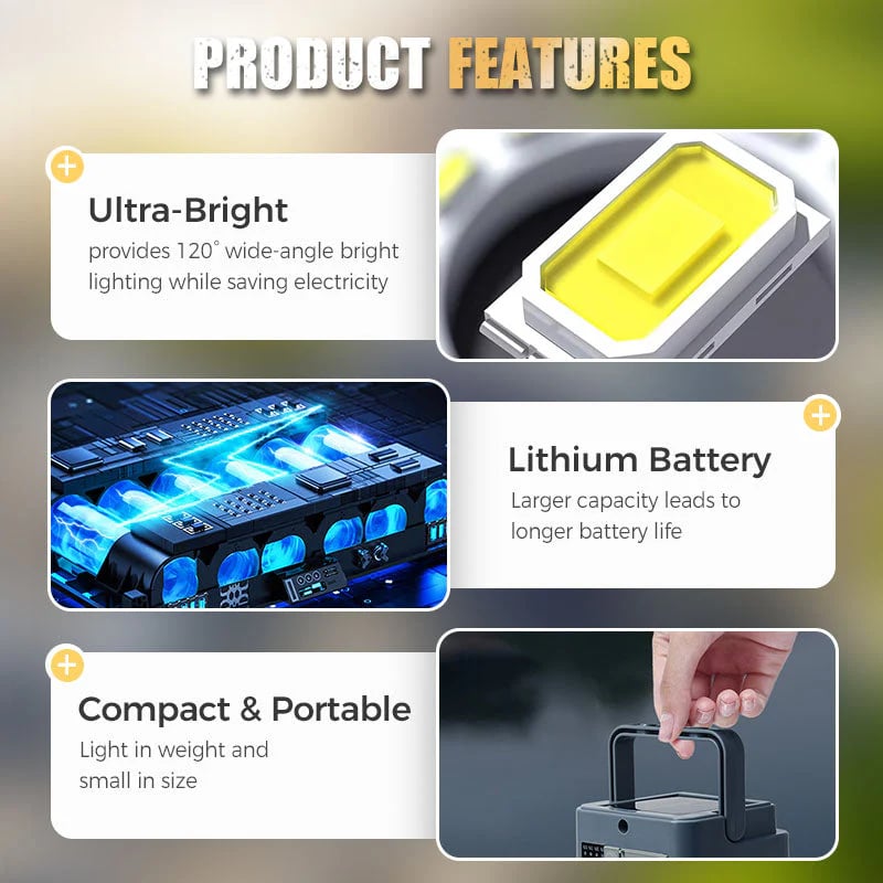 📢📢40% OFF !! ⏰Solar Camping Light – Waterproof, Portable, 3 Modes & Power Bank 🔋