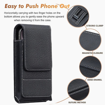 ⚡Big Discount | Waist Belt Cell Phone Pouch 📱 Multi-Pocket Leather Holster with Card Holder