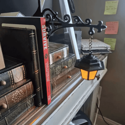 Aesthetic Library Lantern Bookcase Light — Cozy Warm Glow Decorative Mini Lamp, Elegant Metal Night Light for Bookshelf, Reading Nook & Study Room