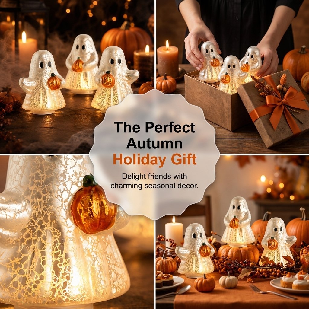 ⭐Light-Up Mercury Glass Ghost Figurines