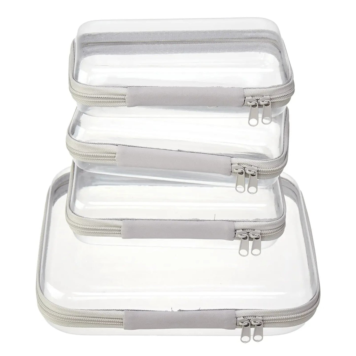 🌟Clear Organizer Storage Box 🌟4PCS Clear Hard Zipper Case PVC Plastic Clear Storage Containers