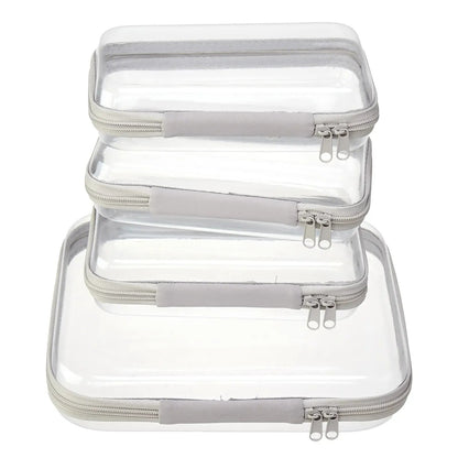 🌟Clear Organizer Storage Box 🌟4PCS Clear Hard Zipper Case PVC Plastic Clear Storage Containers