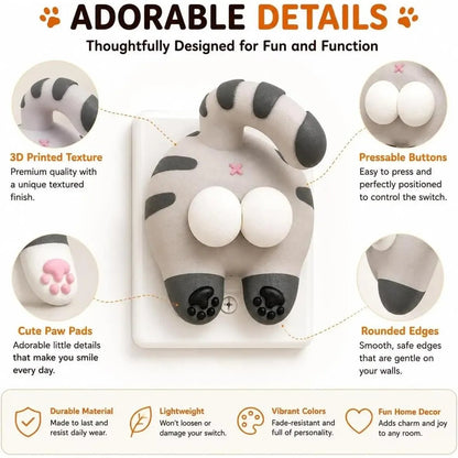 🐱Funny Cat Butt Light Switch Cover, 3D Double Rocker Decor Wall Plate