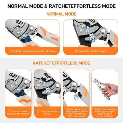🛠️55-Steel Self-Locking Anti-Skid Ratchet Pliers, Heavy-Duty Wire Cutters & Holding Tool