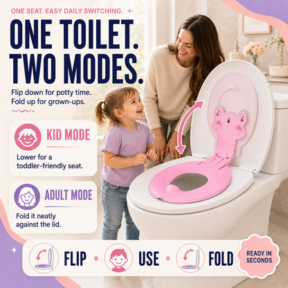 🐻 Flip-Down Toddler Toilet Training Seat – Cleaner, Easier Potty Training！！！