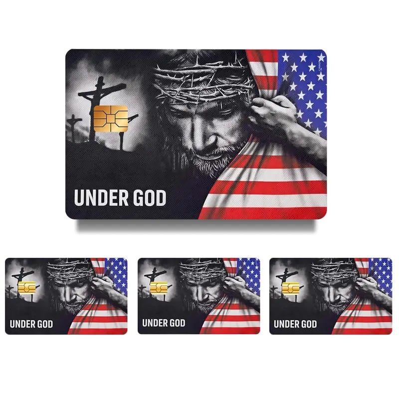🔥Last Day 49% OFF - 💳✝️ Faith & Patriot Card Sticker Set – Inspirational Credit Card Stickers with Cross & Scripture Designs