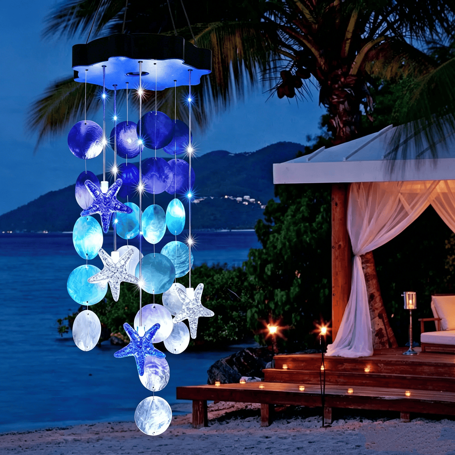✨Summer Garden Decor✨Colorful Solar Outdoor Shell Wind Chime Hanging Light!