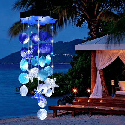 ✨Summer Garden Decor✨Colorful Solar Outdoor Shell Wind Chime Hanging Light!