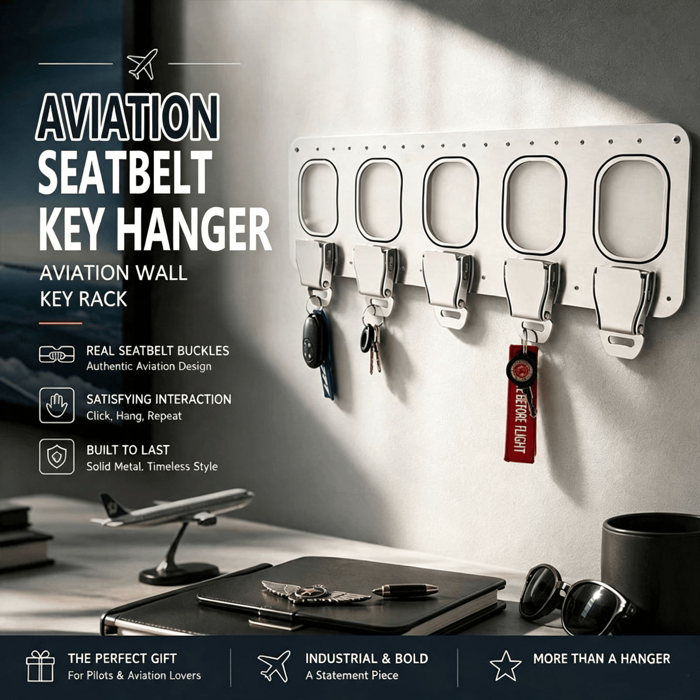 ✈️ Handcrafted Aviation Seatbelt Key Holder