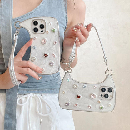 📱Glitter Diamond Heart Phone Case with Lanyard for iPhone 17–13 Pro Max ✨