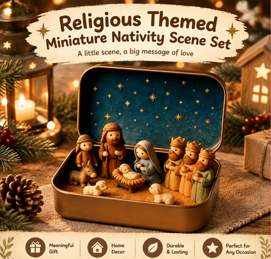 🔥HOT SALE 49% OFF - ✝️Religious Pocket-Size Mini Nativity Scene Set with Storage Box